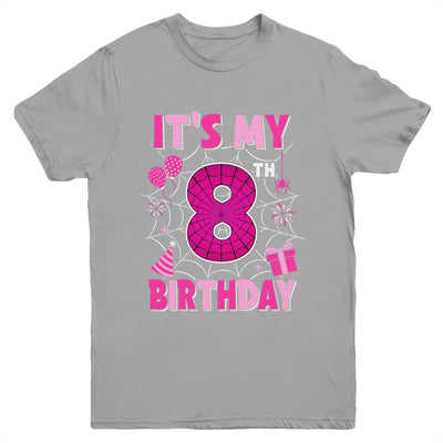 It's My 8th Birthday Spider Web Theme Party 8 Years Old Girl Youth Shirt | teecentury