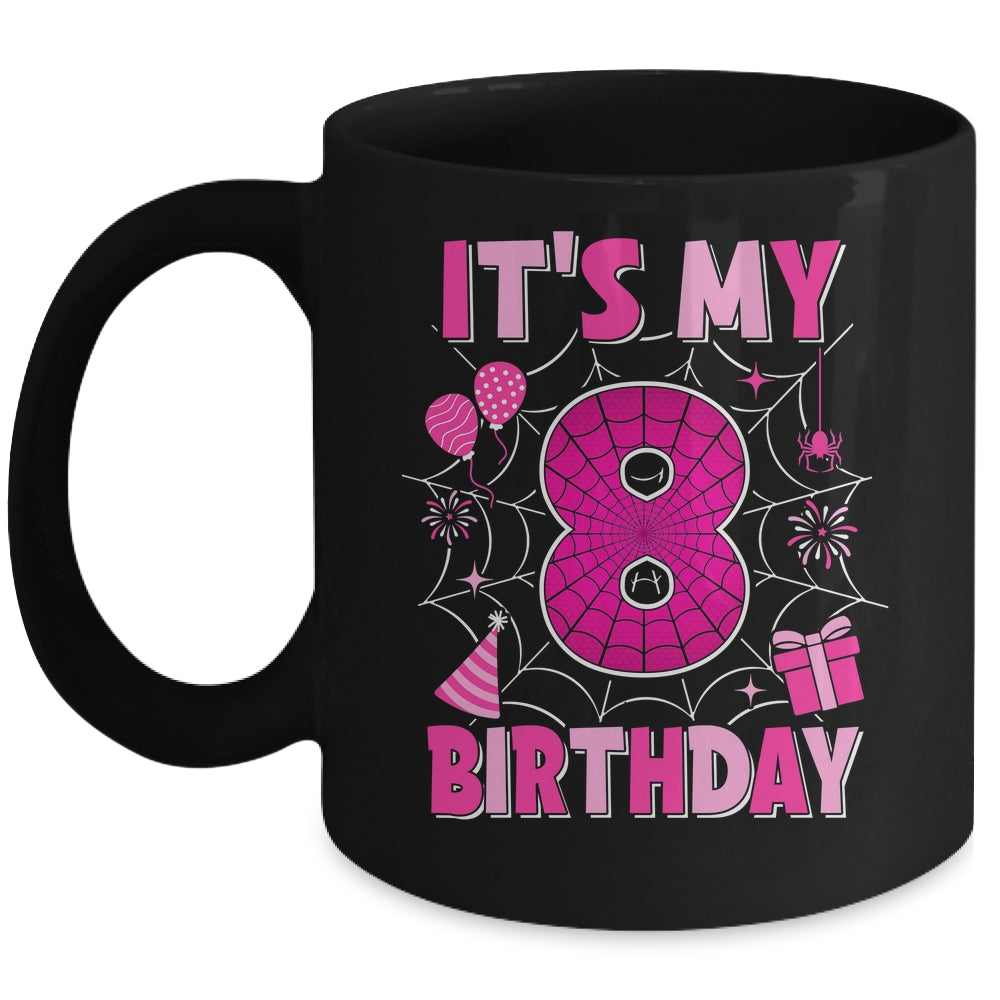 It's My 8th Birthday Spider Web Theme Party 8 Years Old Girls Mug | teecentury