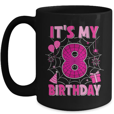 It's My 8th Birthday Spider Web Theme Party 8 Years Old Girls Mug | teecentury