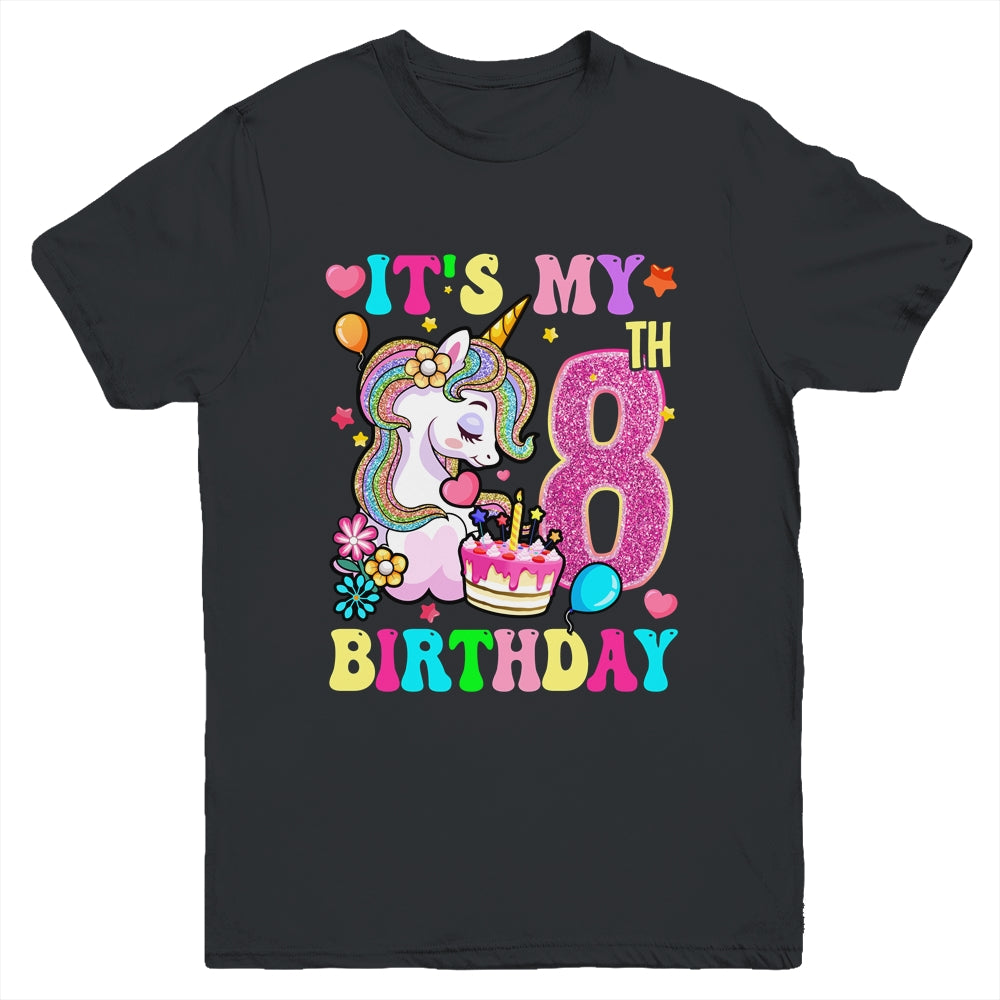 It's My 8th Birthday Unicorn Girls Funny 8 Year Old Youth Shirt | teecentury