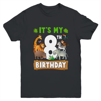 It's My 8th Birthday Zoo Jungle Safari 8 Years Old Birthday Youth Shirt | teecentury