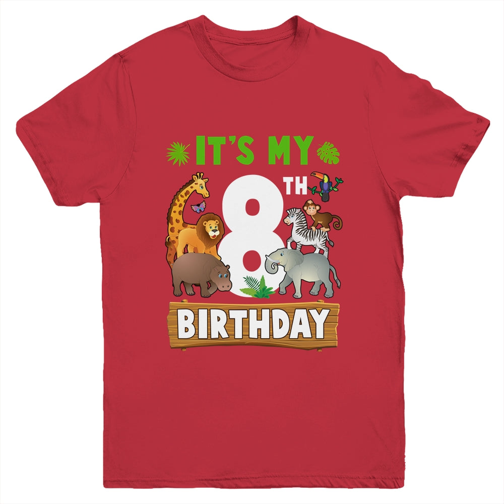 It's My 8th Birthday Zoo Jungle Safari 8 Years Old Birthday Youth Shirt | teecentury