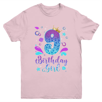 It's My 9th Bday Mermaid Funny Birthday Girls 9 Years Old Youth Shirt | teecentury