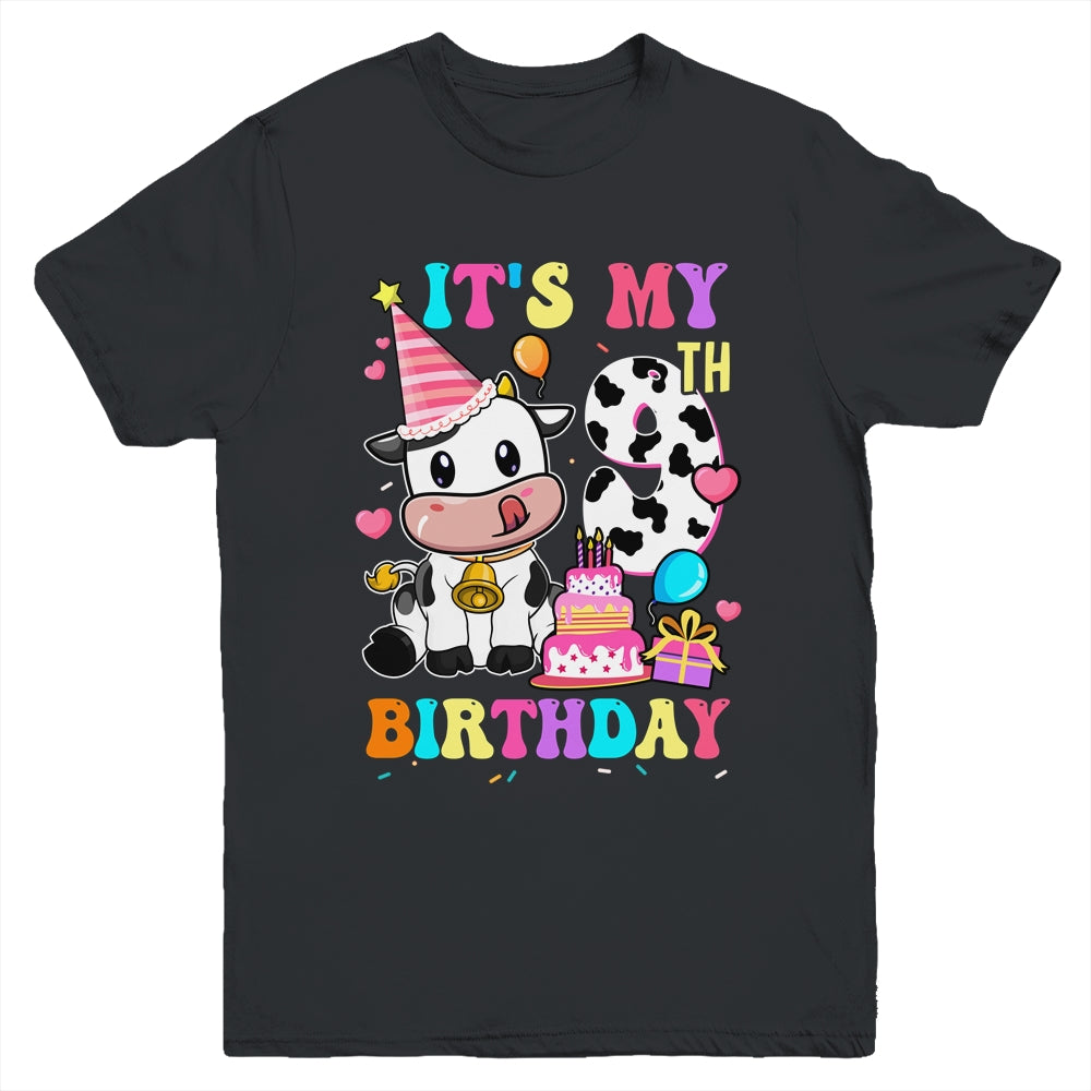It's My 9th Birthday Dairy Cow Girls Funny 9 Year Old Youth Shirt | teecentury