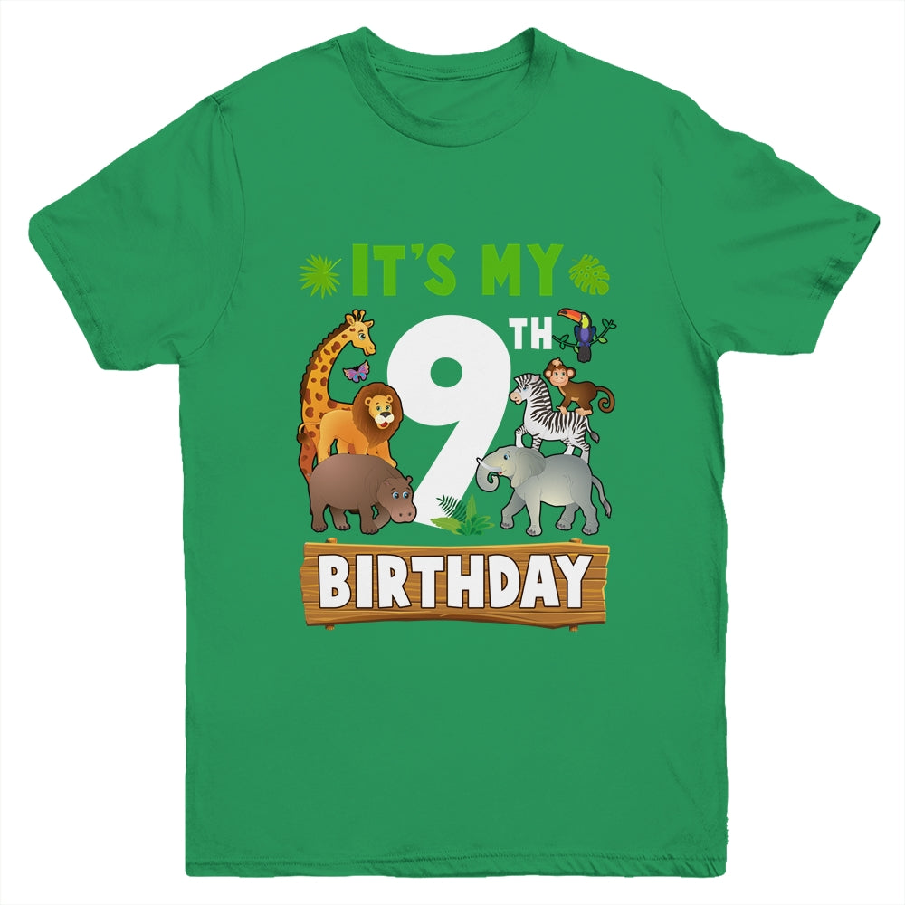 It's My 9th Birthday Zoo Jungle Safari 9 Years Old Birthday Youth Shirt | teecentury