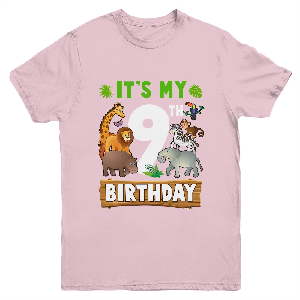 It's My 9th Birthday Zoo Jungle Safari 9 Years Old Birthday Youth Shirt | teecentury