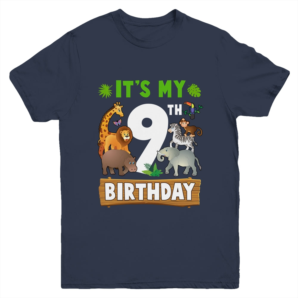 It's My 9th Birthday Zoo Jungle Safari 9 Years Old Birthday Youth Shirt | teecentury