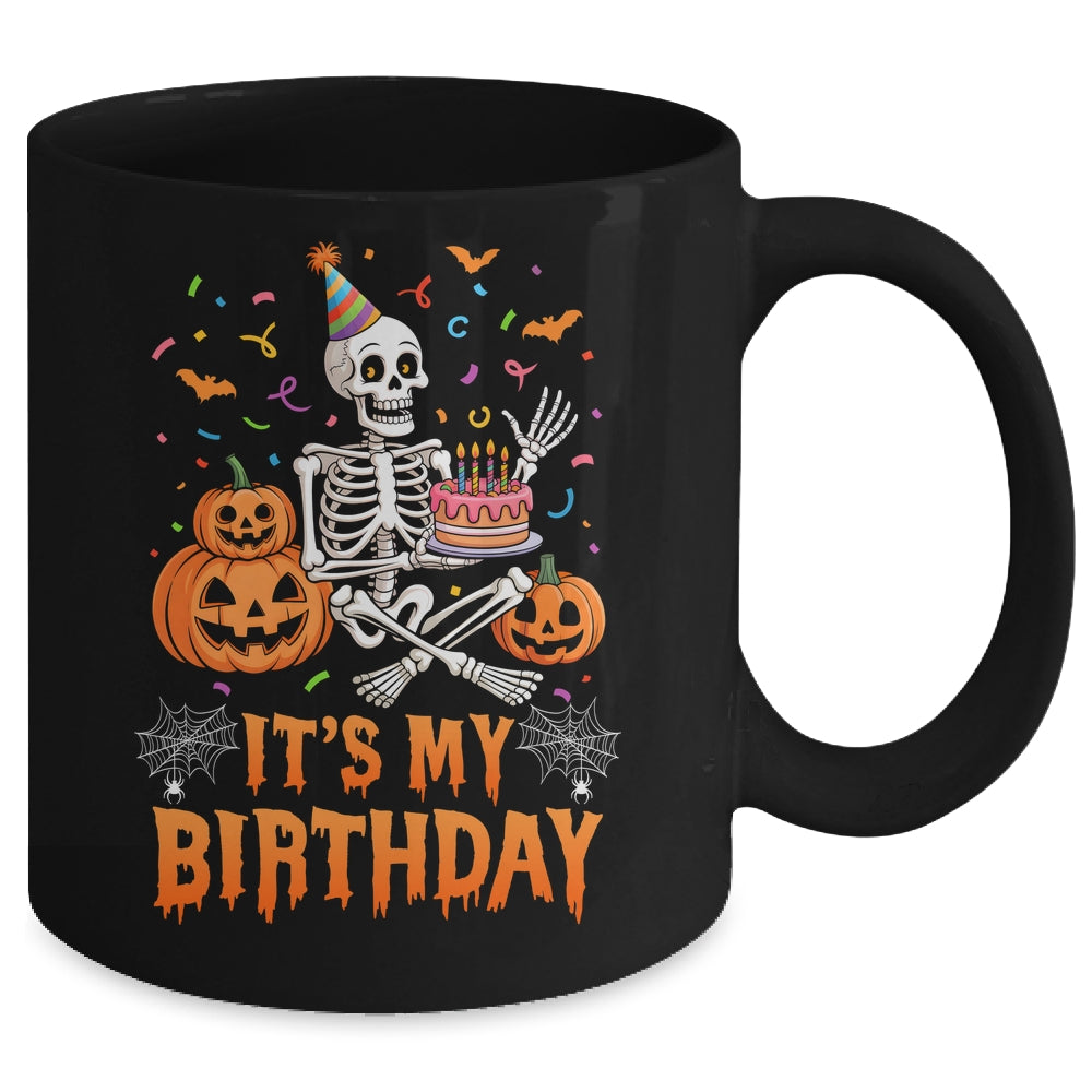 It's My Birthday Skeleton Happy Halloween Birthday Party Mug | teecentury