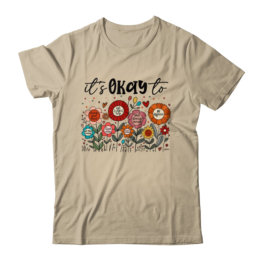 It's Okay To Boho Mental Health Floral Flowers Motivational Shirt & Hoodie | teecentury