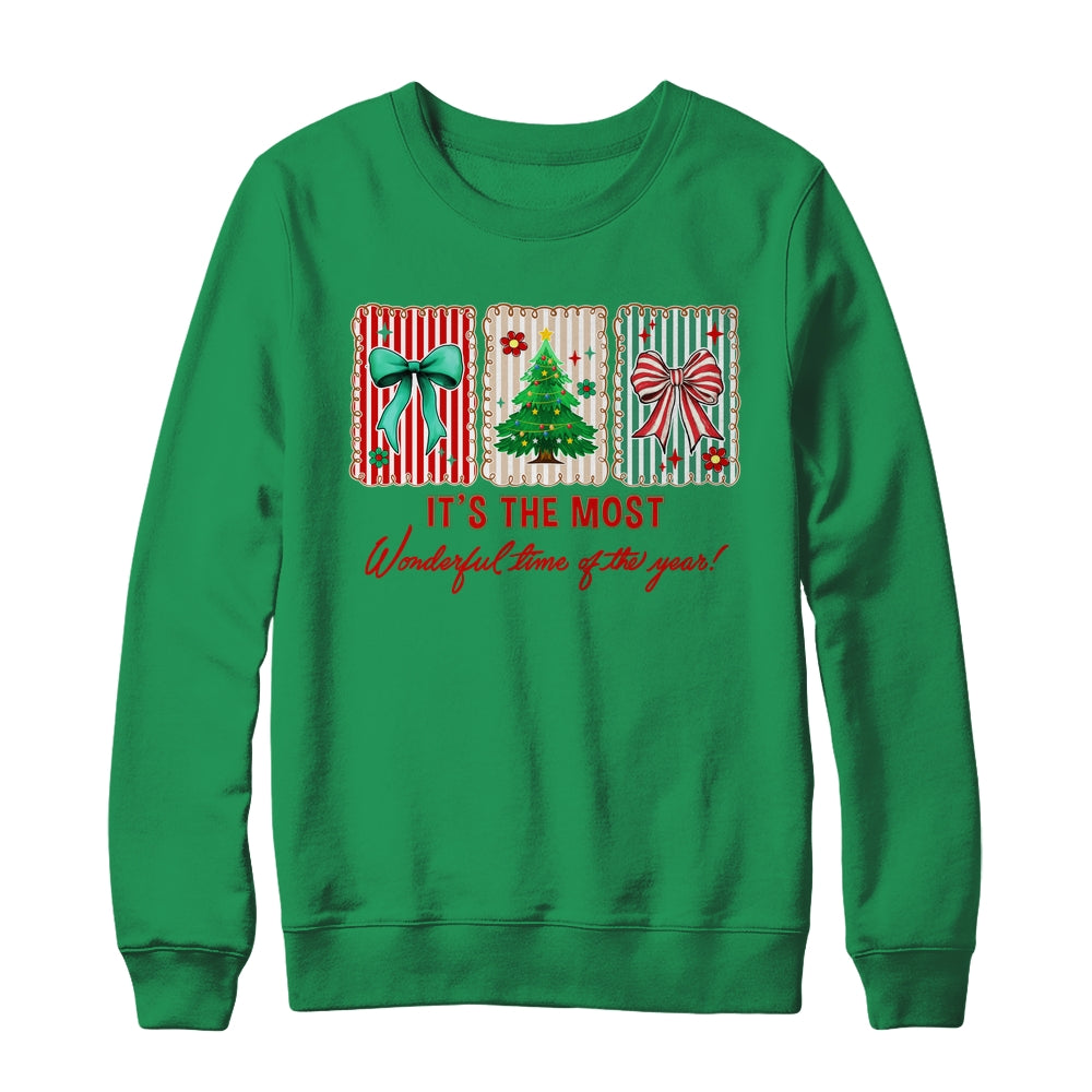 It's The Most Wonderful Time Preppy Coquette Christmas Retro Shirt & Sweatshirt | teecentury