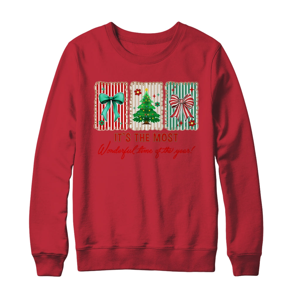 It's The Most Wonderful Time Preppy Coquette Christmas Retro Shirt & Sweatshirt | teecentury