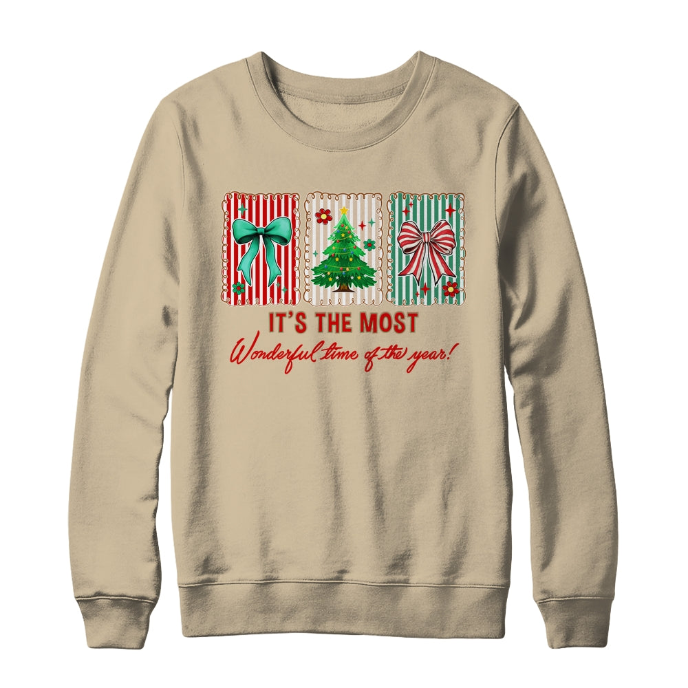 It's The Most Wonderful Time Preppy Coquette Christmas Retro Shirt & Sweatshirt | teecentury