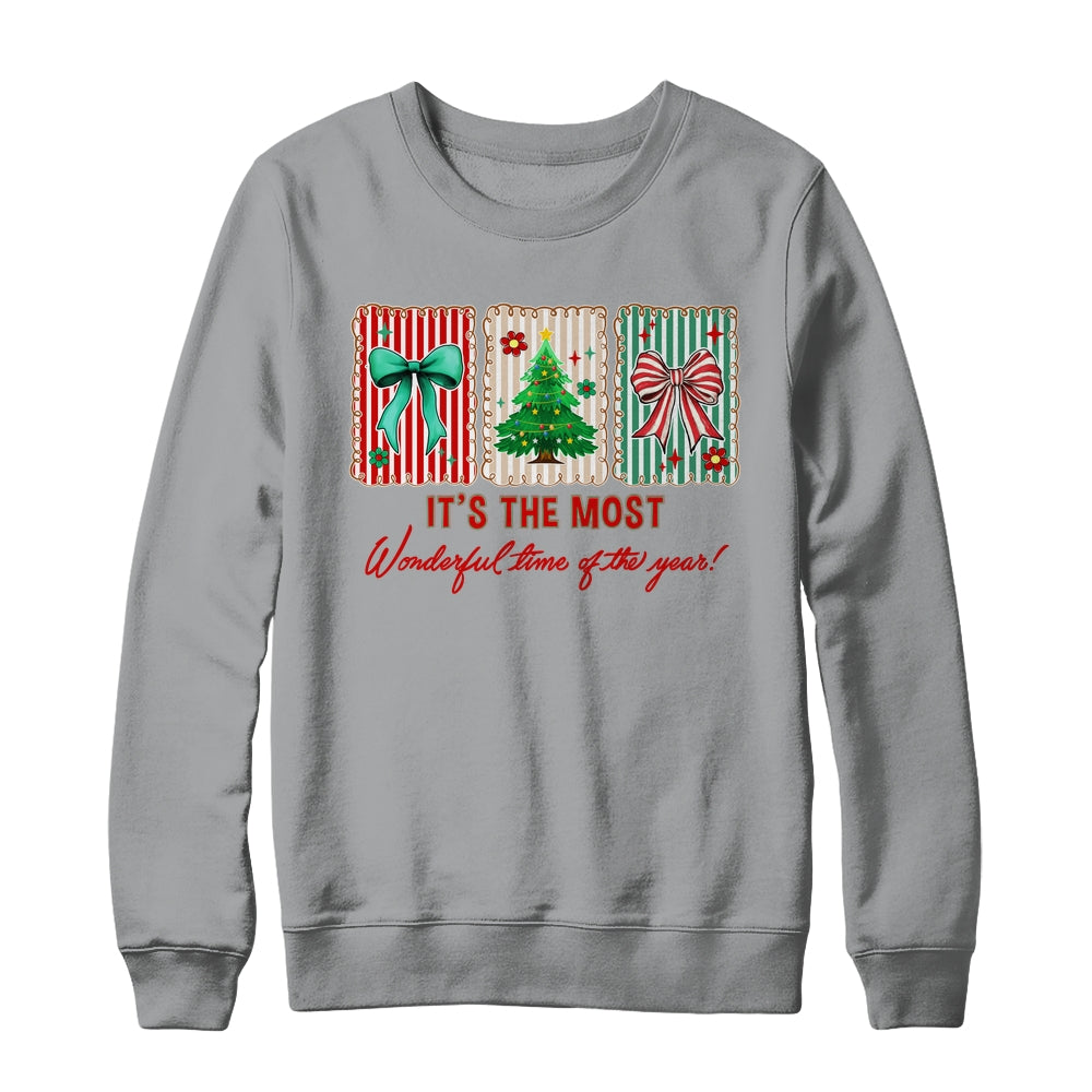 It's The Most Wonderful Time Preppy Coquette Christmas Retro Shirt & Sweatshirt | teecentury