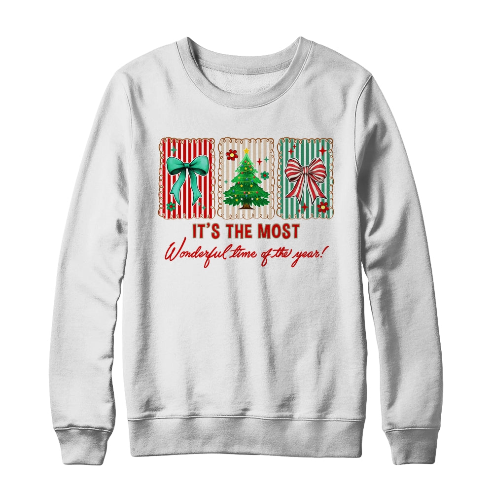 It's The Most Wonderful Time Preppy Coquette Christmas Retro Shirt & Sweatshirt | teecentury
