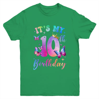 Its My 10th Birthday Girls Butterfly Theme Party 10 Year Old Youth Shirt | teecentury