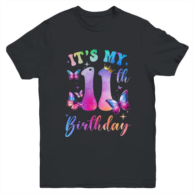 Its My 11th Birthday Girls Butterfly Theme Party 11 Year Old Youth Shirt | teecentury