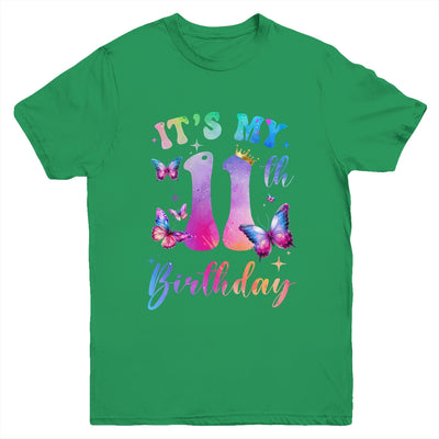 Its My 11th Birthday Girls Butterfly Theme Party 11 Year Old Youth Shirt | teecentury