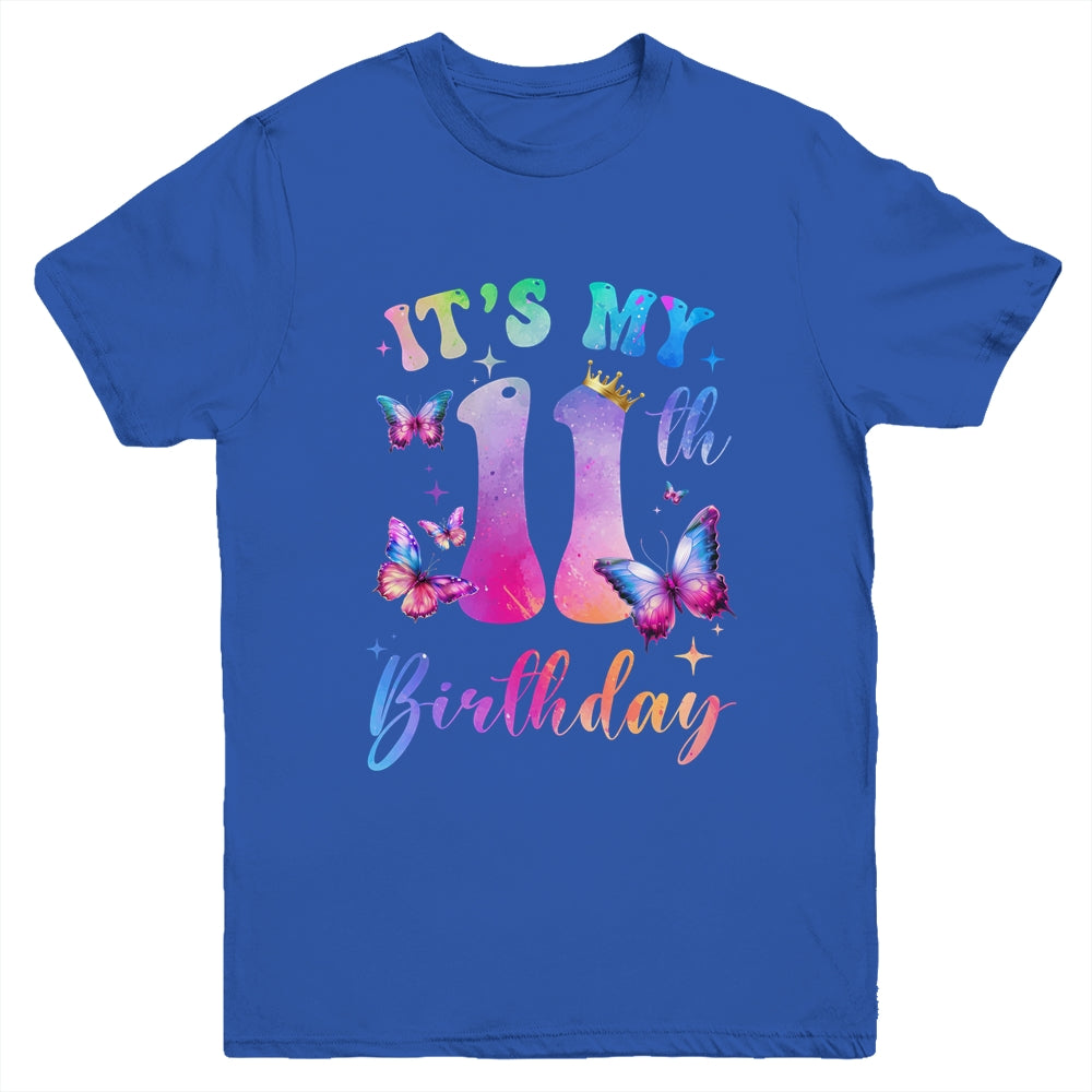 Its My 11th Birthday Girls Butterfly Theme Party 11 Year Old Youth Shirt | teecentury