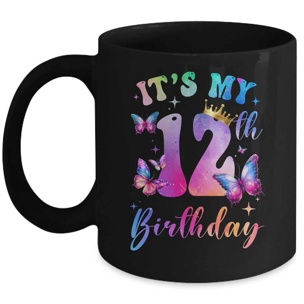 Its My 12th Birthday Girls Butterfly Theme Party 12 Year Old Mug | teecentury