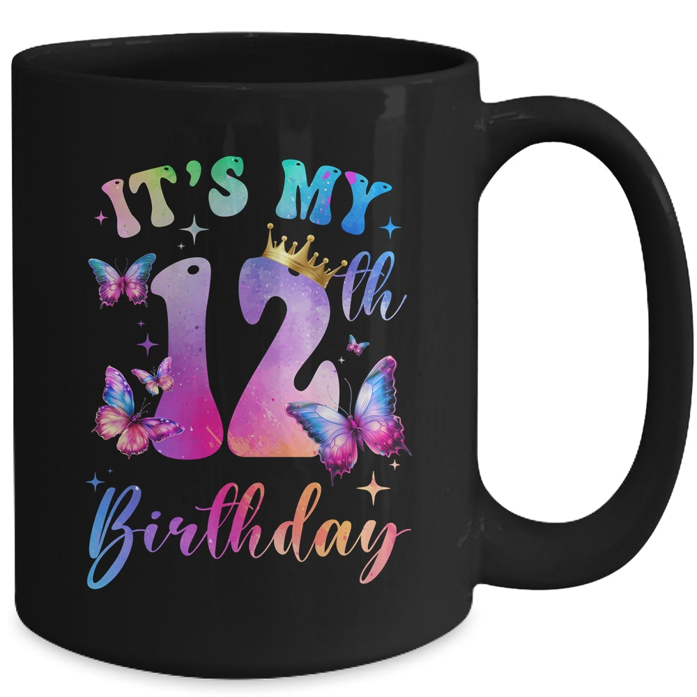 Its My 12th Birthday Girls Butterfly Theme Party 12 Year Old Mug | teecentury