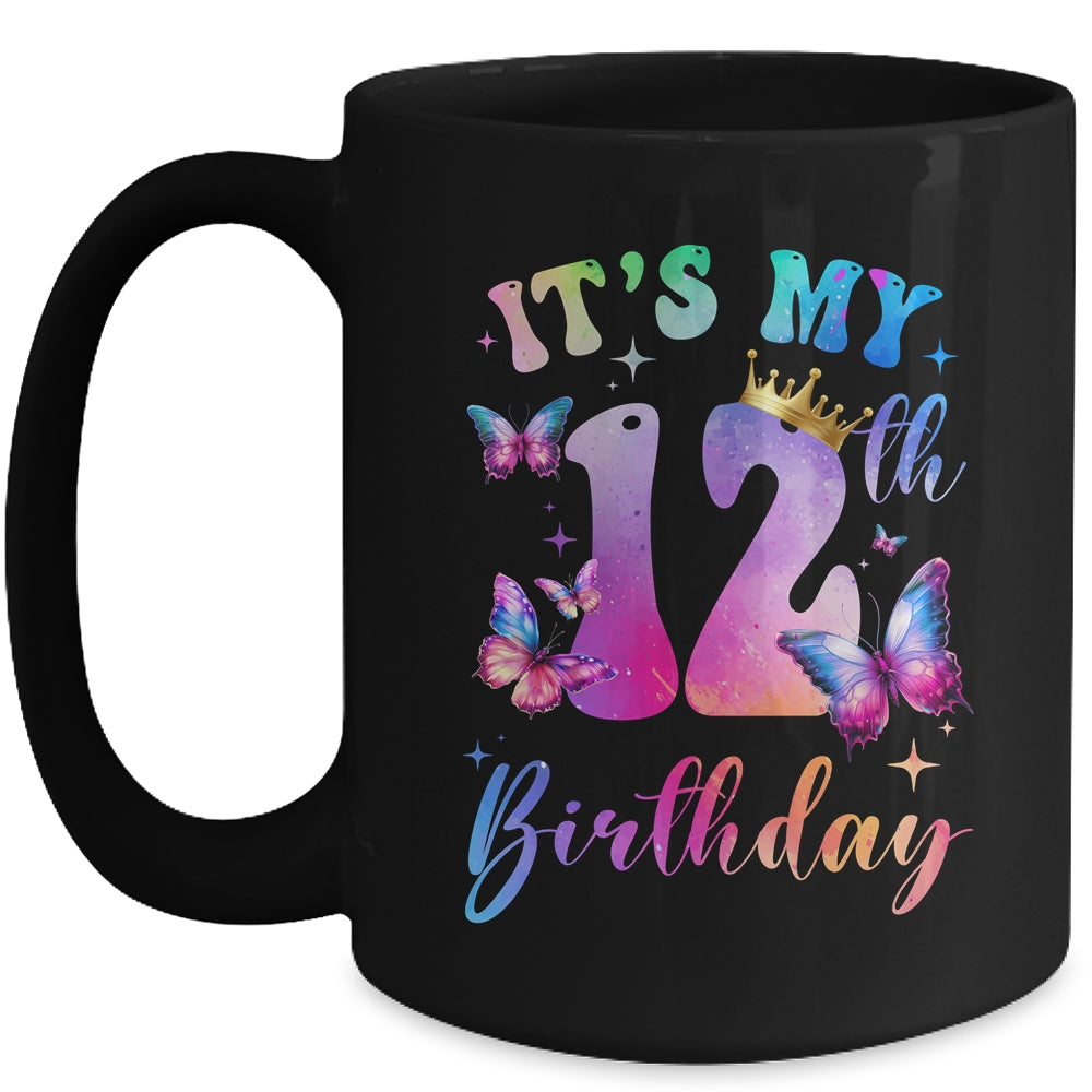 Its My 12th Birthday Girls Butterfly Theme Party 12 Year Old Mug | teecentury