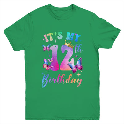 Its My 12th Birthday Girls Butterfly Theme Party 12 Year Old Youth Shirt | teecentury