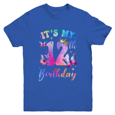 Its My 12th Birthday Girls Butterfly Theme Party 12 Year Old Youth Shirt | teecentury