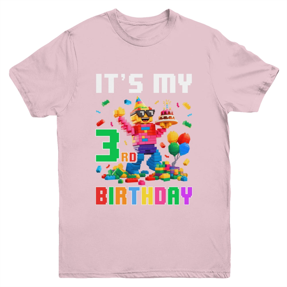 Its My 3rd Three Birthday Building Brick 3 Three Old Boys Youth Shirt | teecentury