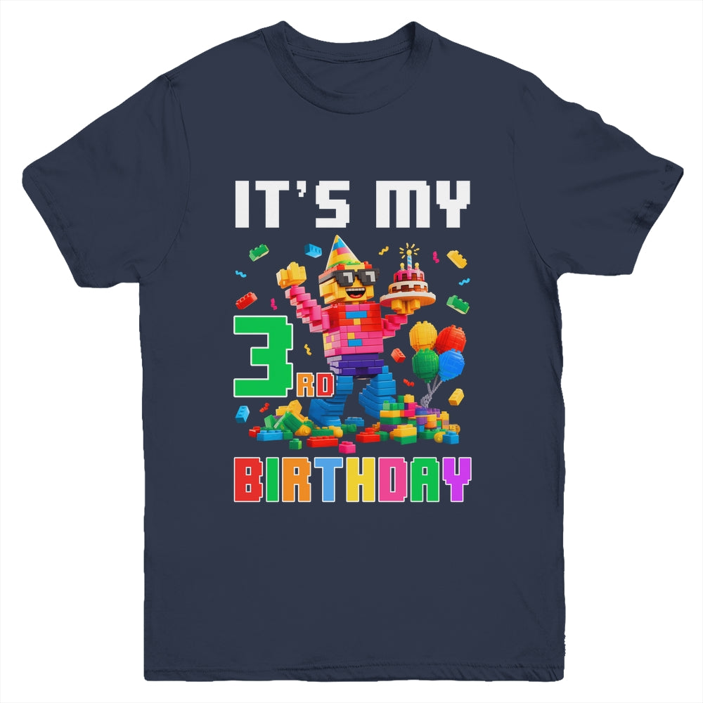 Its My 3rd Three Birthday Building Brick 3 Three Old Boys Youth Shirt | teecentury