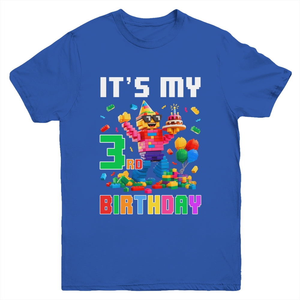Its My 3rd Three Birthday Building Brick 3 Three Old Boys Youth Shirt | teecentury