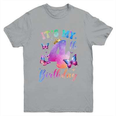 Its My 4th Birthday Girls Butterfly Theme Party 4 Year Old Youth Shirt | teecentury