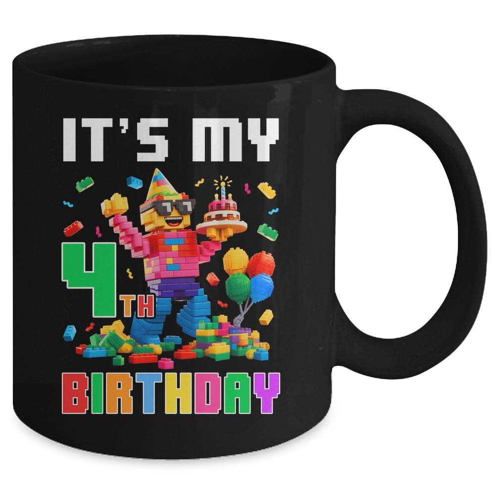 Its My 4th Four Birthday Building Brick 4 Four Old Boys Mug | teecentury
