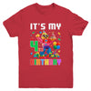 Its My 4th Four Birthday Building Brick 4 Four Old Boys Youth Shirt | teecentury