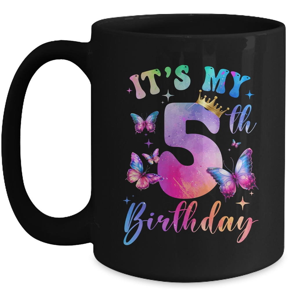 Its My 5th Birthday Girls Butterfly Theme Party 5 Year Old Mug | teecentury