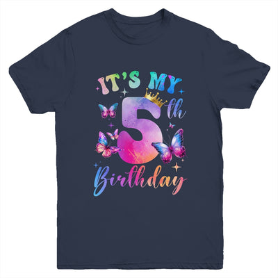 Its My 5th Birthday Girls Butterfly Theme Party 5 Year Old Youth Shirt | teecentury