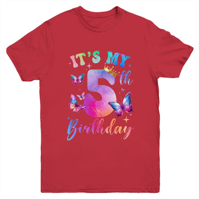 Its My 5th Birthday Girls Butterfly Theme Party 5 Year Old Youth Shirt | teecentury