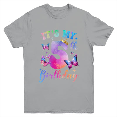 Its My 5th Birthday Girls Butterfly Theme Party 5 Year Old Youth Shirt | teecentury