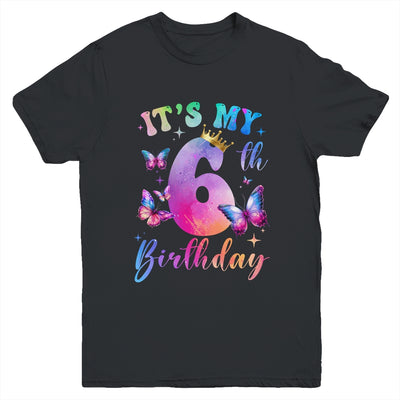 Its My 6th Birthday Girls Butterfly Theme Party 6 Year Old Youth Shirt | teecentury