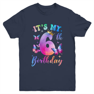 Its My 6th Birthday Girls Butterfly Theme Party 6 Year Old Youth Shirt | teecentury