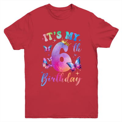 Its My 6th Birthday Girls Butterfly Theme Party 6 Year Old Youth Shirt | teecentury