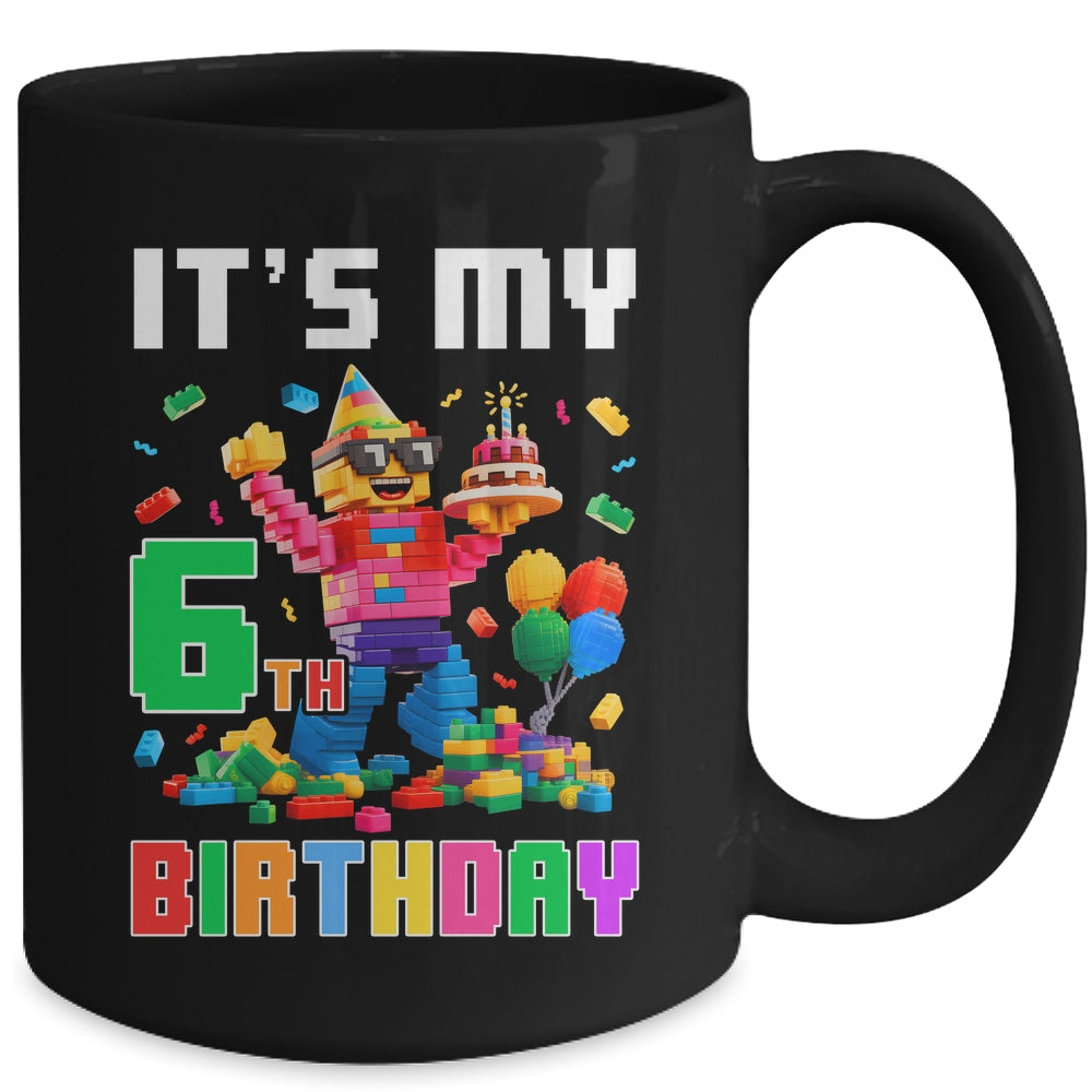 Its My 6th Six Birthday Building Brick 6 Six Old Boys Mug | teecentury