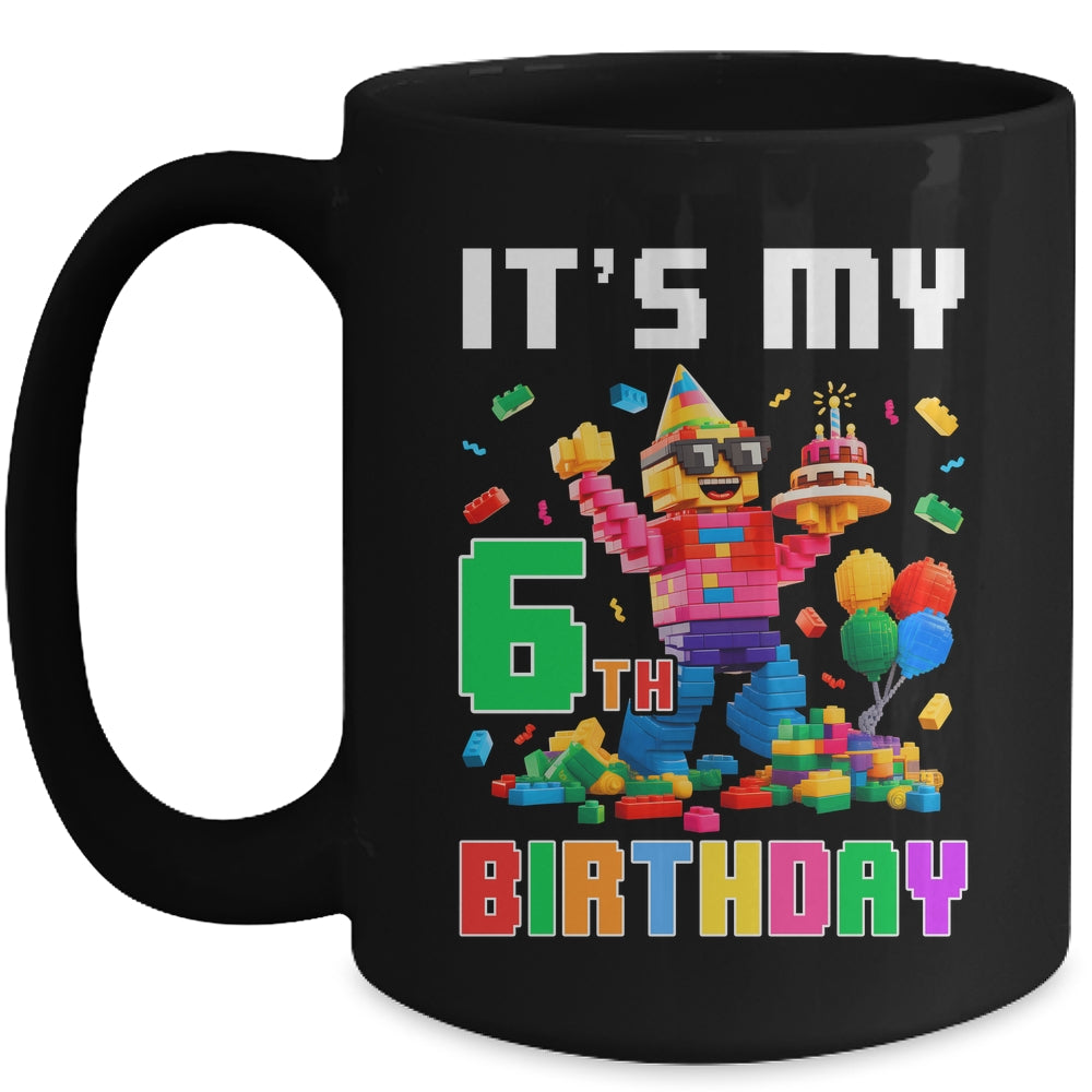 Its My 6th Six Birthday Building Brick 6 Six Old Boys Mug | teecentury
