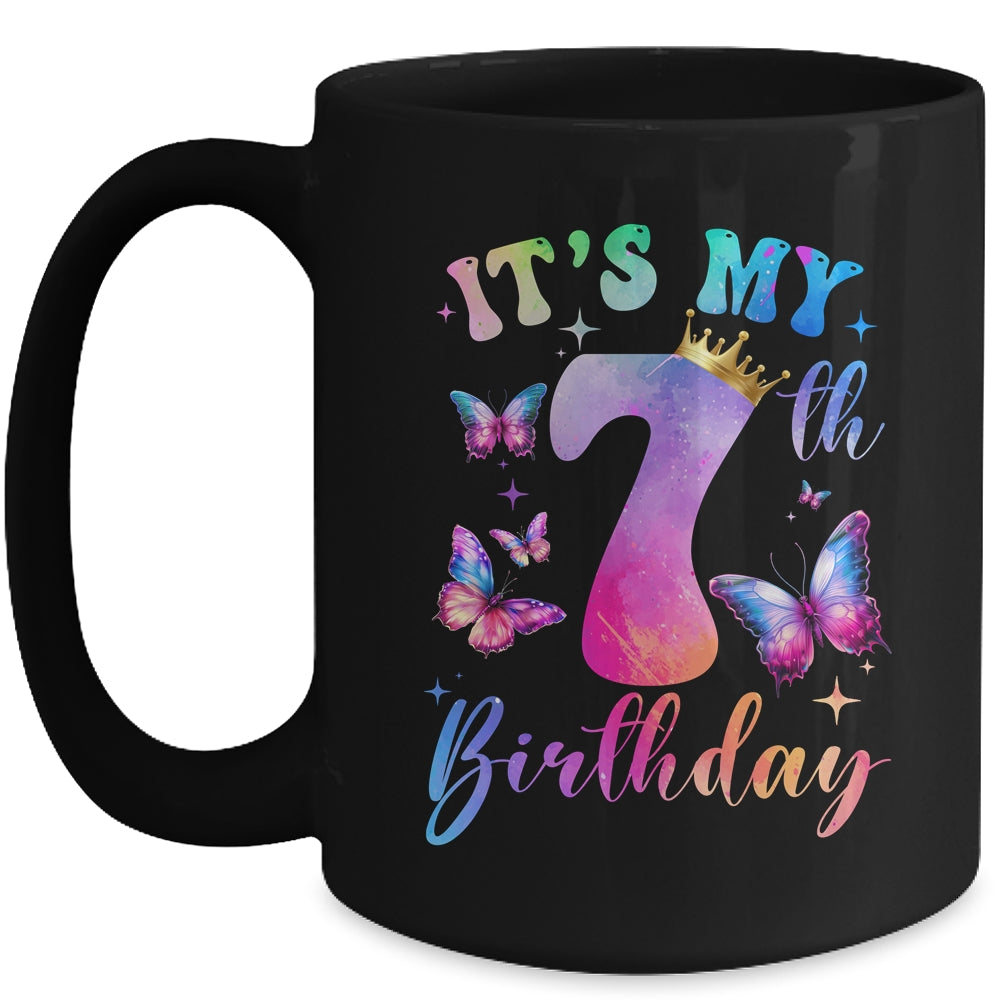 Its My 7th Birthday Girls Butterfly Theme Party 7 Year Old Mug | teecentury