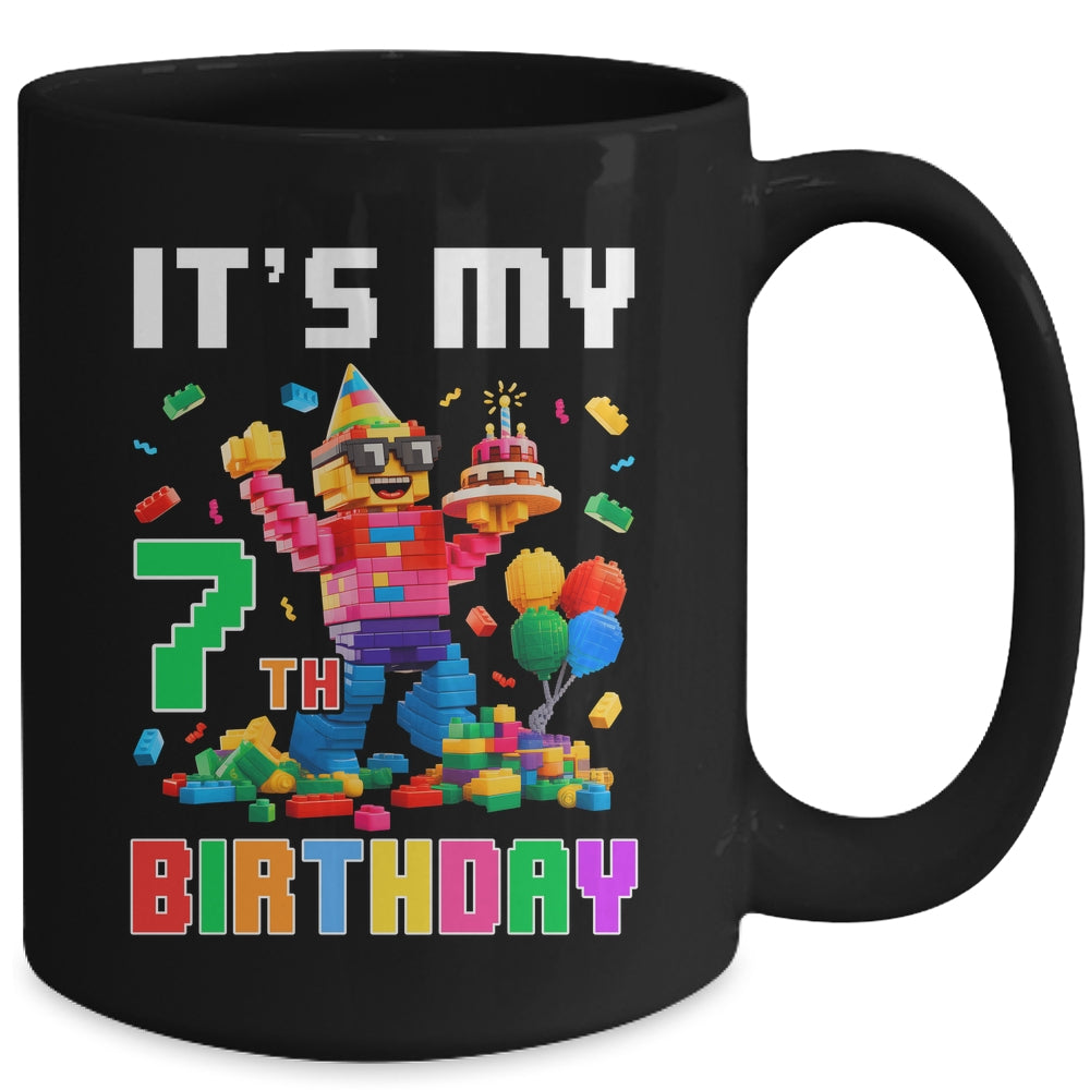 Its My 7th Seven Birthday Building Brick 7 Seven Old Boys Mug | teecentury