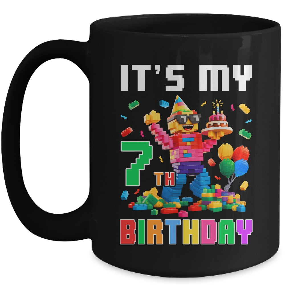 Its My 7th Seven Birthday Building Brick 7 Seven Old Boys Mug | teecentury