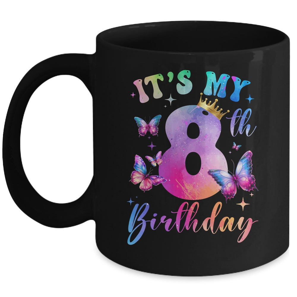 Its My 8th Birthday Girls Butterfly Theme Party 8 Year Old Mug | teecentury