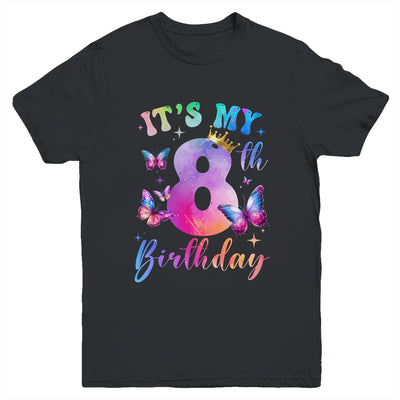 Its My 8th Birthday Girls Butterfly Theme Party 8 Year Old Youth Shirt | teecentury