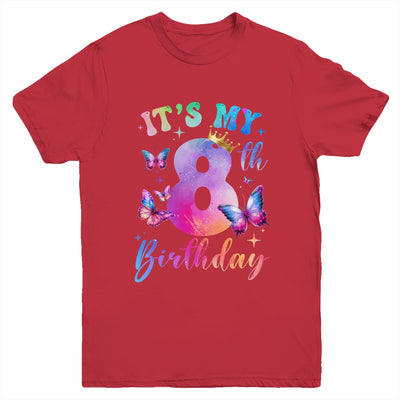 Its My 8th Birthday Girls Butterfly Theme Party 8 Year Old Youth Shirt | teecentury