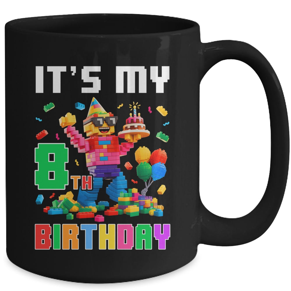 Its My 8th Eight Birthday Building Brick 8 Eight Old Boys Mug | teecentury