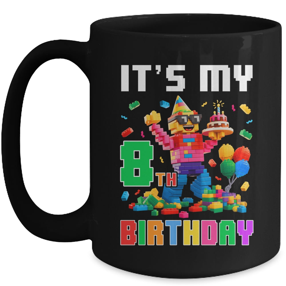 Its My 8th Eight Birthday Building Brick 8 Eight Old Boys Mug | teecentury